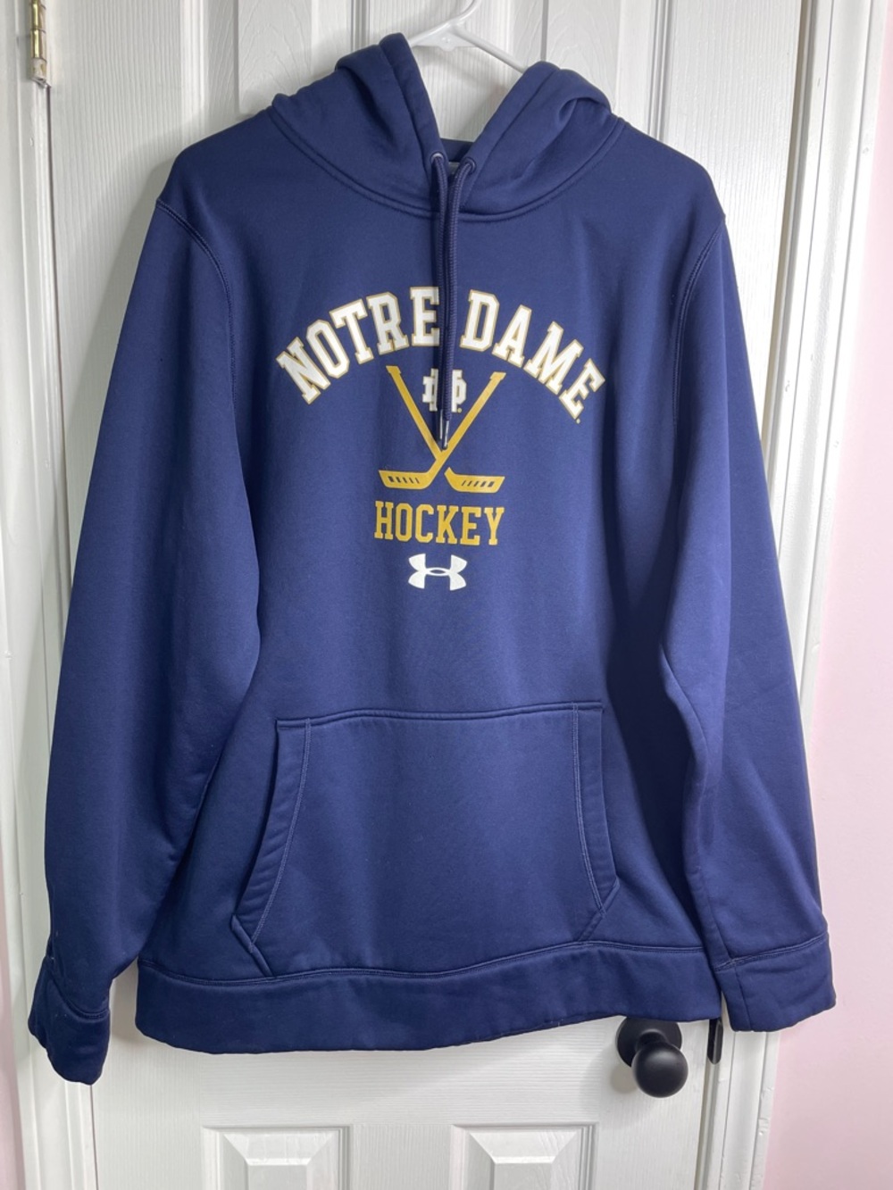 Under Armour Navy Notre Dame Hockey Pullover Hoodie